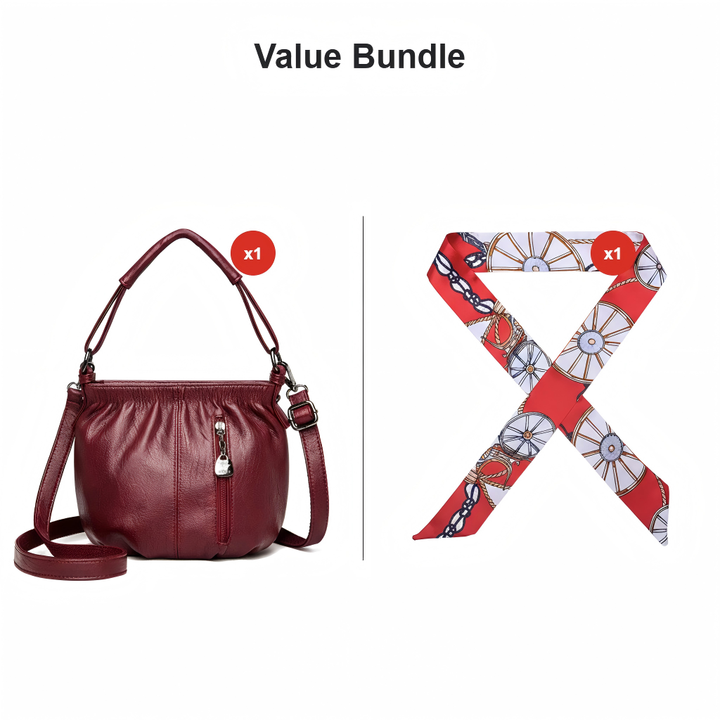 Damen Umhängetasche | Elegante Schultertasche aus PU mit Reißverschlussfächern