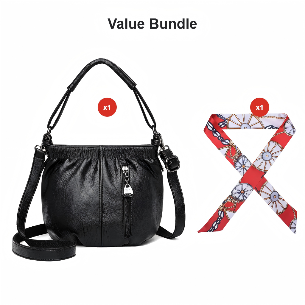 Damen Umhängetasche | Elegante Schultertasche aus PU mit Reißverschlussfächern