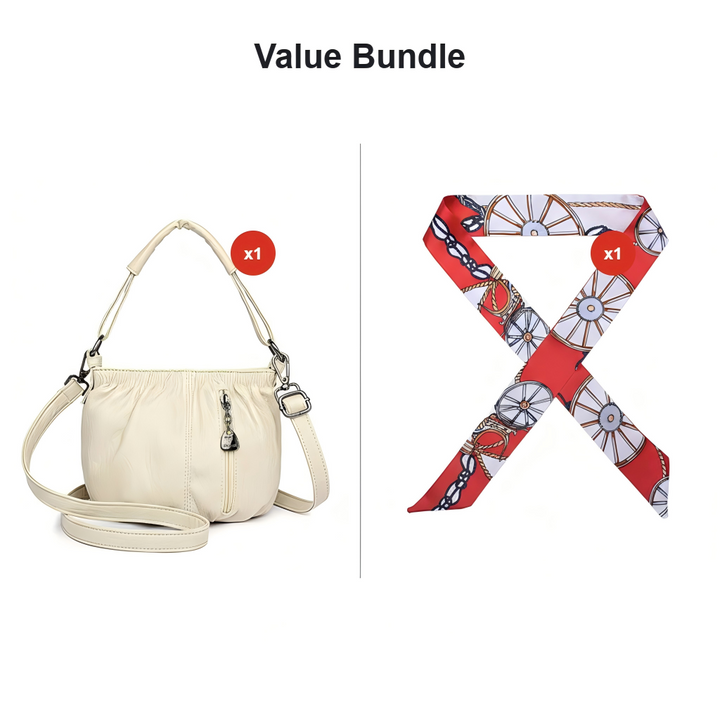 Damen Umhängetasche | Elegante Schultertasche aus PU mit Reißverschlussfächern