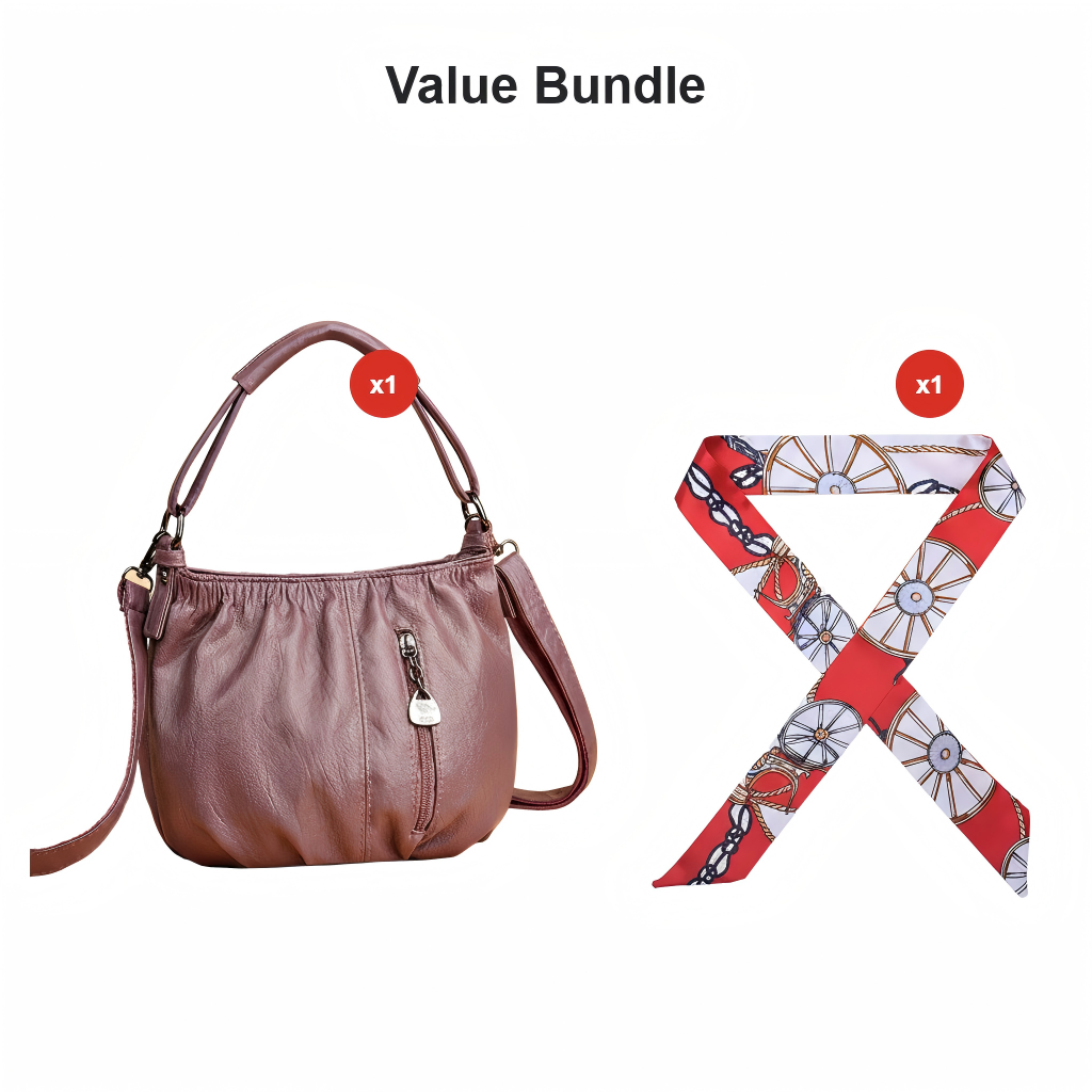 Damen Umhängetasche | Elegante Schultertasche aus PU mit Reißverschlussfächern