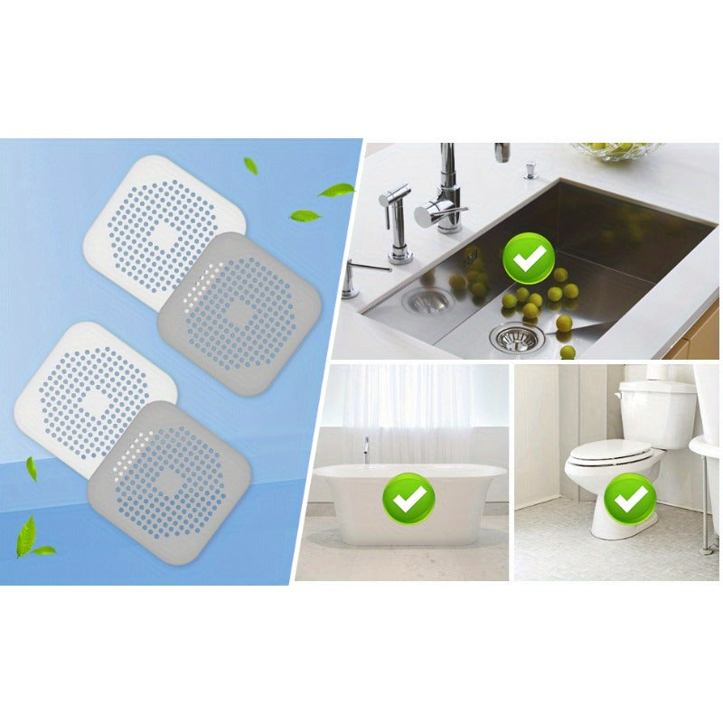 Abflusssieb | Silikon-Haarfänger mit Saugnäpfen für Dusche und Waschbecken im 4er-Set