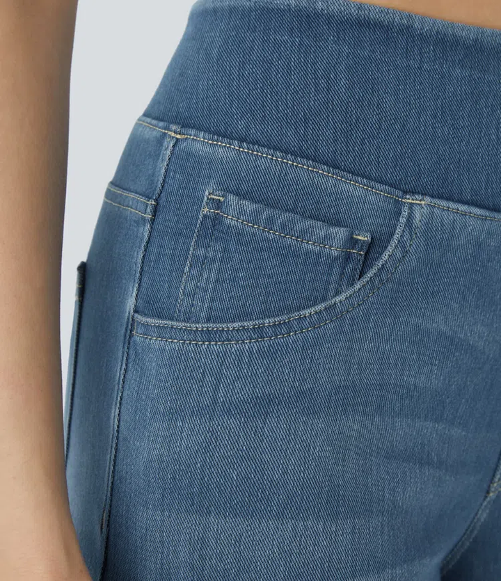 Damen Jeans High Waist Wide Leg | Vier-Wege-Stretch &amp; ohne Reißverschluss | Bequem, formend &amp; mit Taschen, XS–5XL
