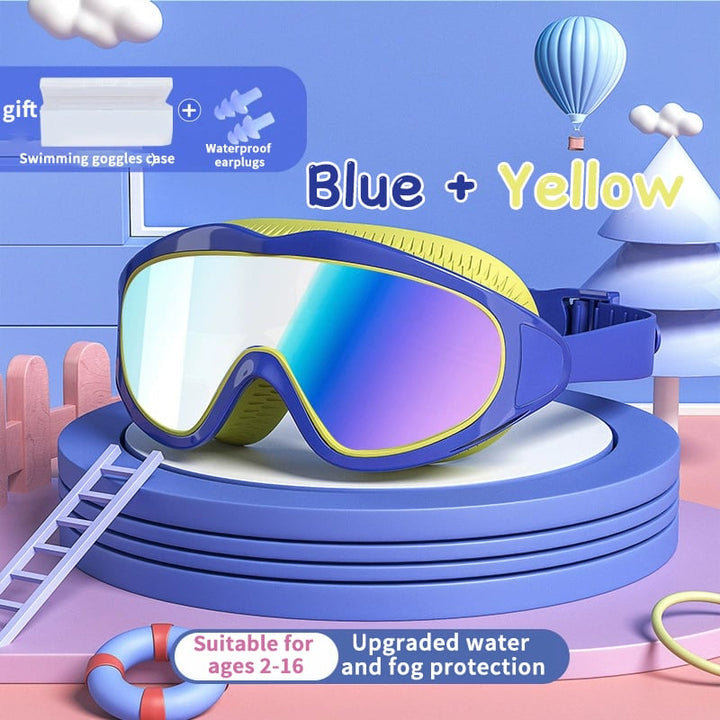 Kinder Schwimmbrille | Wasserdicht &amp; Antibeschlag | UV-Schutz | Großer Rahmen | 6–14 Jahre