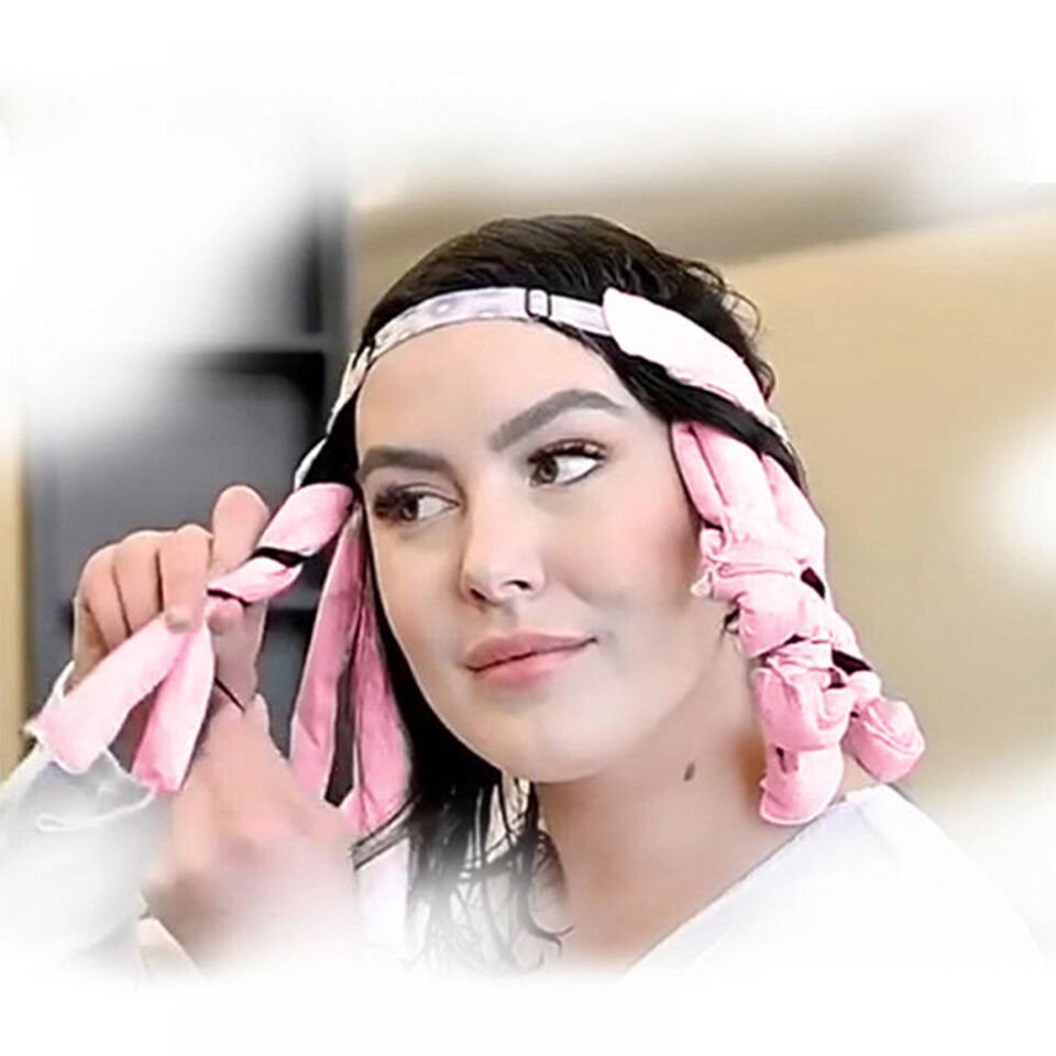Hitzefreies Lockenband aus Satin &amp; Baumwolle – LuxeCurlPro für Locken über Nacht | Schonend, bequem | Für kurz bis langes Haar