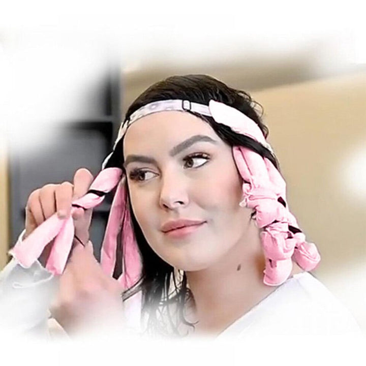 Hitzefreies Lockenband aus Satin &amp; Baumwolle – LuxeCurlPro für Locken über Nacht | Schonend, bequem | Für kurz bis langes Haar