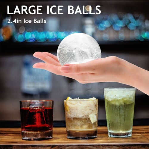 Moule à glaçons pour grosses boules de glace – Set FrostVibe (2 pièces) | Fonte lente pour whisky et cocktails | Sans BPA, compatible lave-vaisselle