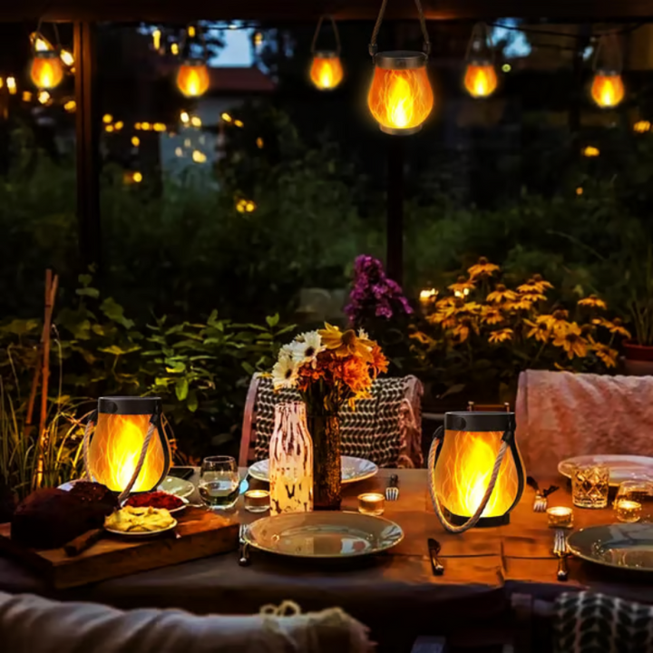 Solar Laterne | Wetterfeste Gartenleuchte mit flackerndem Flammeneffekt
