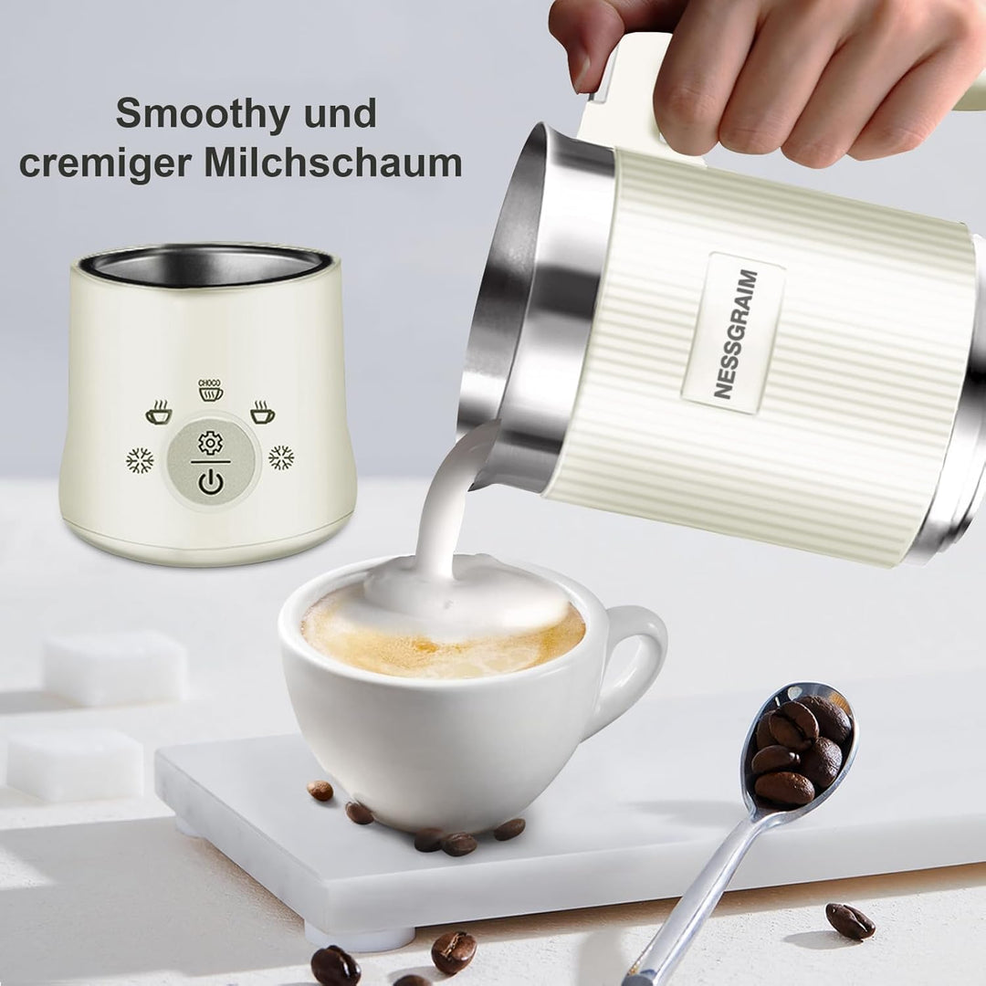 Milchaufschäumer Elektrisch | 5-in-1 Milchschäumer mit Kakaofunktion &amp; spülmaschinenfest