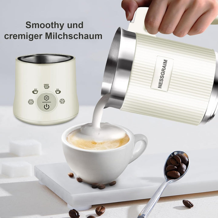 Milchaufschäumer Elektrisch | 5-in-1 Milchschäumer mit Kakaofunktion &amp; spülmaschinenfest