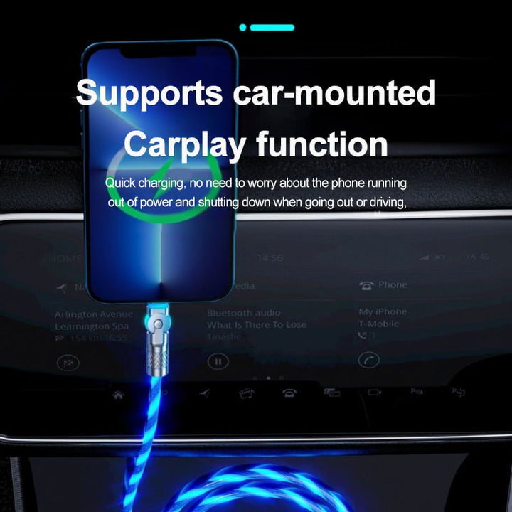 Câble de charge rapide avec effet lumineux LED | Connecteur pivotant à 540° | Câble USB avec charge rapide