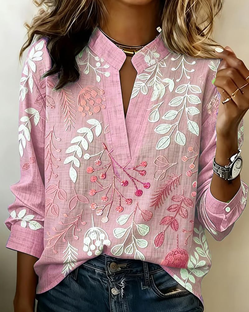 Damen Bluse mit Blumenmuster | Luftige Sommerbluse mit V-Ausschnitt &amp; lockerem Schnitt für Alltag, Freizeit &amp; Urlaub