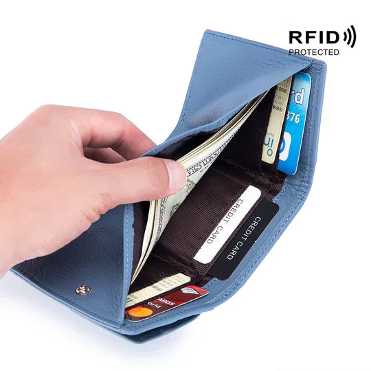 RFID-blocking mini wallet compact | Many card slots + coin pocket with zipper | Hidden compartment | 14 colors
