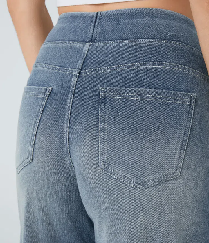 Damen Jeans High Waist Wide Leg | Vier-Wege-Stretch &amp; ohne Reißverschluss | Bequem, formend &amp; mit Taschen, XS–5XL