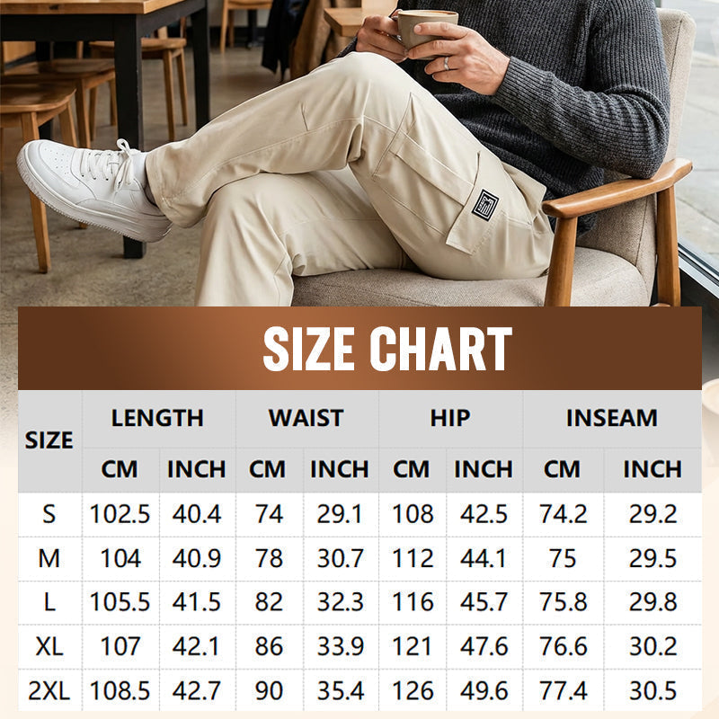 Herren Cargo Hose Stretch | Gerade Freizeithose mit Elastischem Bund &amp; Cargotaschen | Bequeme Alltagshose