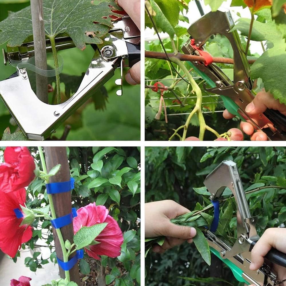 Plant tying device for tomatoes &amp; climbing plants – GrowMasterPro with clamp-and-band system | Secures in seconds | Weatherproof