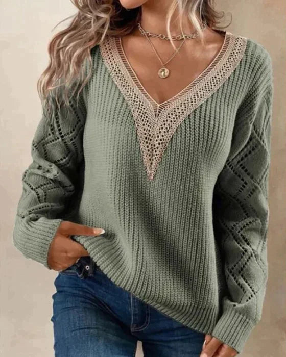 Chantal| Pull élégant à col en V