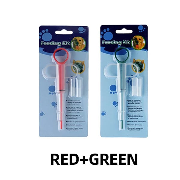 Medicine syringe for pets with soft silicone tip | 2 attachments for pills &amp; liquid | Stress-free administration