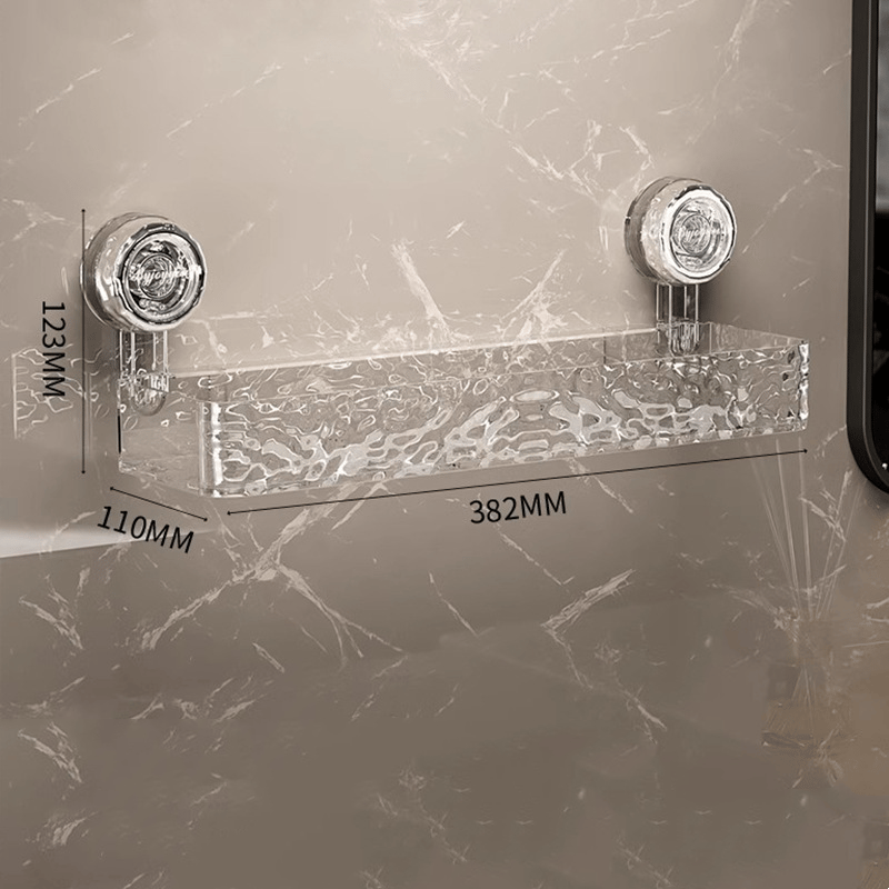 Duschregal mit Saugnäpfen 30,8 cm | Transparente Badezimmerablage ohne Bohren | Mit Haken für Shampoo, Seife &amp; Badzubehör