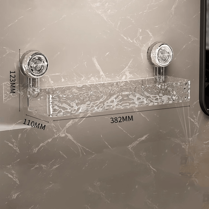 Duschregal mit Saugnäpfen 30,8 cm | Transparente Badezimmerablage ohne Bohren | Mit Haken für Shampoo, Seife &amp; Badzubehör