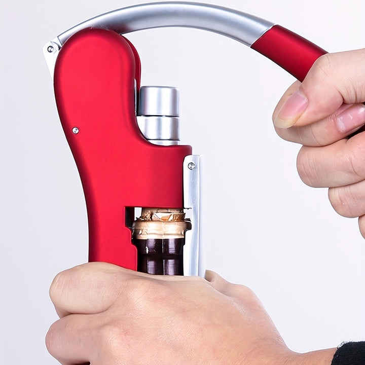 Korkenzieher mit Hebelmechanismus | Ergonomischer Griff für müheloses Entkorken | Robust &amp; vielseitig, 14 × 7,5 cm