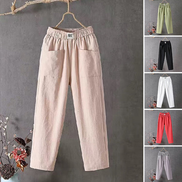 High Waist Damen Freizeithose mit Stretch-Bund &amp; Taschen | Bequeme, elastische Jogginghose für Alltag, Sport &amp; Yoga