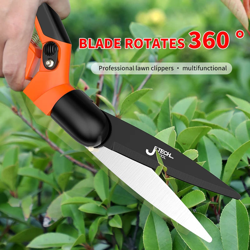 Garden shears with 360° rotating handle | SK5 carbon steel blade for clean cuts | Ergonomic, non-slip | For roses, shrubs &amp; bonsai