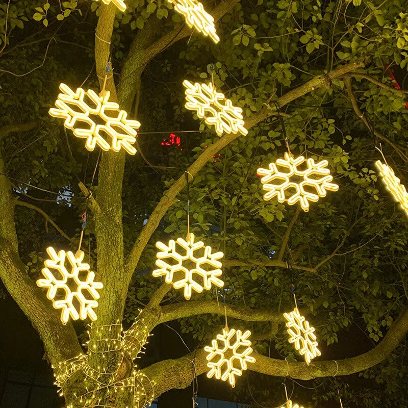 LED Schneeflockenlichter wasserdicht 30 cm | Festliche Winterbeleuchtung mit Schneefall-Effekt in verschiedenen Lichtfarben für außen