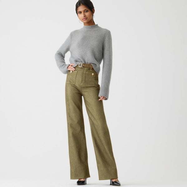 Damen High-Waist Schlaghose aus Stretch-Denim | Figurformend &amp; Beinverlängernd | Weites Bein in Petite, Regular &amp; Tall