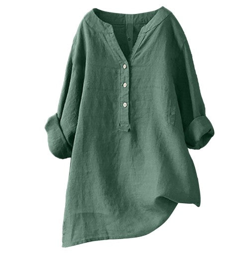 Damen Casualkleid mit V-Ausschnitt &amp; verstellbaren Ärmeln | Lockerer Schnitt | Leichtes Alltagskleid