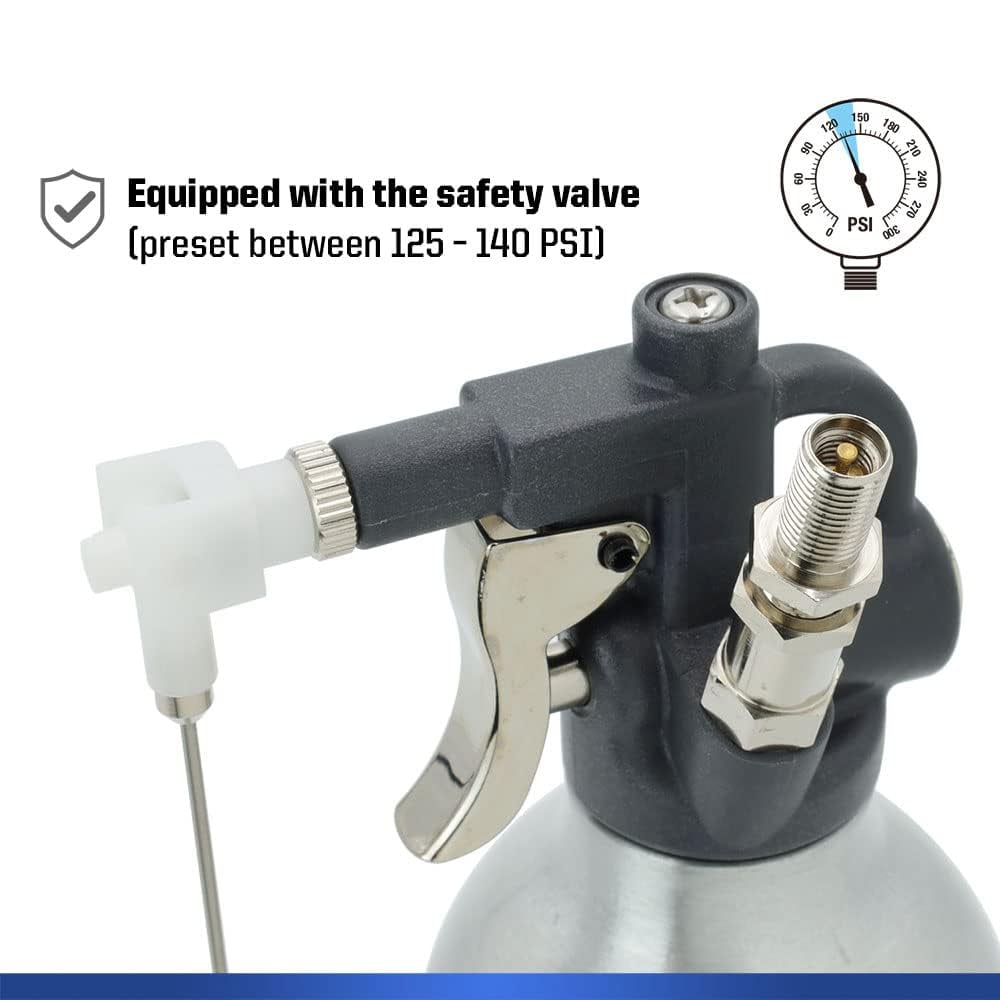 Aluminum pressure sprayer with precision lance | adjustable spray pattern &amp; metal trigger | heavy-duty spray can for cleaning, oil, and detailing