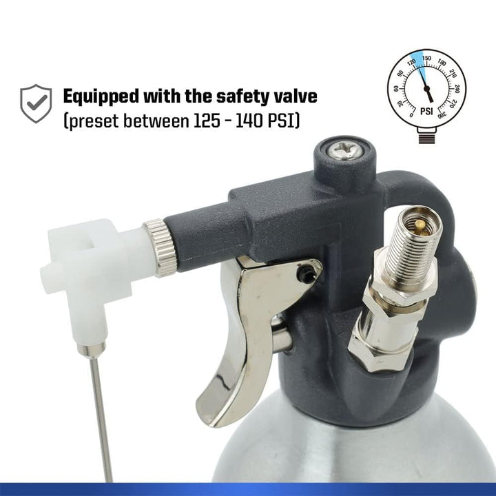 Aluminum pressure sprayer with precision lance | adjustable spray pattern &amp; metal trigger | heavy-duty spray can for cleaning, oil, and detailing