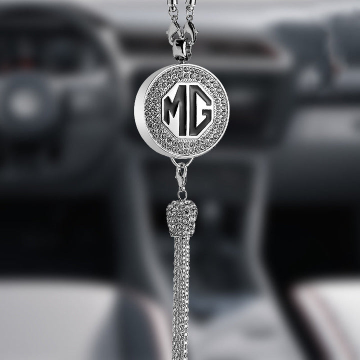 Ciondolo per specchietto retrovisore auto con cristallo | Lega di zinco e strass | Decorazione scintillante con ciondolo profumato, idea regalo
