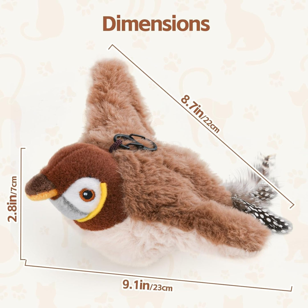 Interaktives Katzenspielzeug mit flatternden Flügeln | Bewegungssensor &amp; Vogelgeräusche | USB-aufladbar 25 x 22 cm