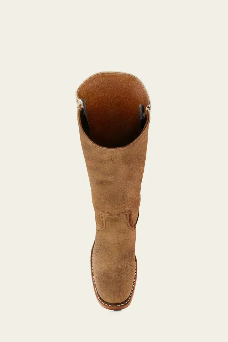 Damen Lederstiefel Westernstil | Kniehohe Stiefel aus Vollnarbenleder mit Blockabsatz und Ledersohle für Alltag und Events