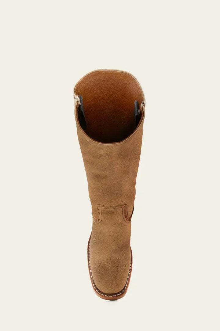 Damen Lederstiefel Westernstil | Kniehohe Stiefel aus Vollnarbenleder mit Blockabsatz und Ledersohle für Alltag und Events