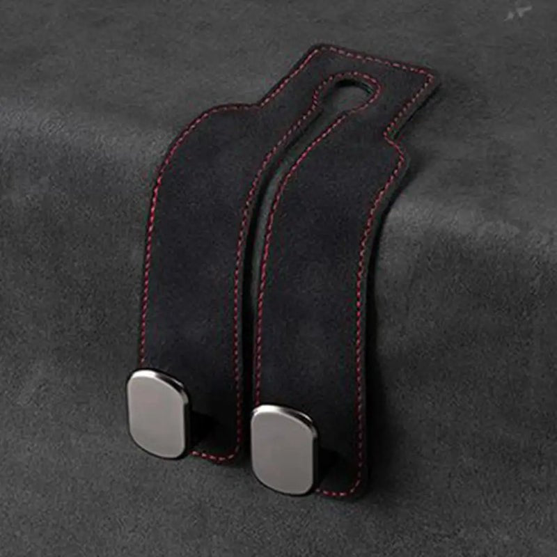 Headrest hook for car made of metal with double hook – StrapMaster | tool-free assembly in 3 seconds | organization &amp; more legroom