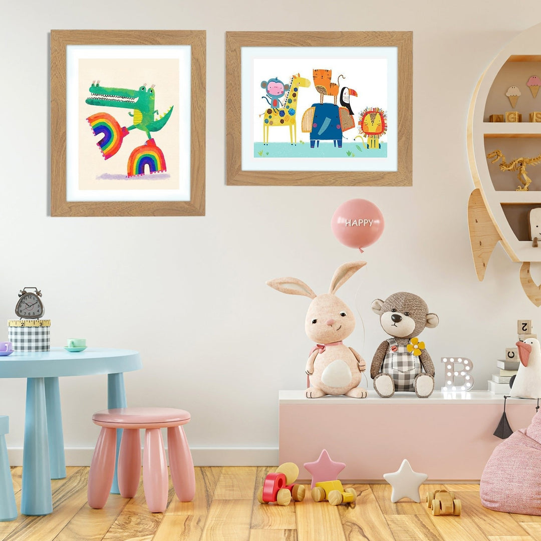 Kinder-Bilderrahmen für Kunstwerke | Klapprahmen für A4 | Platz für bis zu 150 Zeichnungen | MDF &amp; gehärtetes Glas