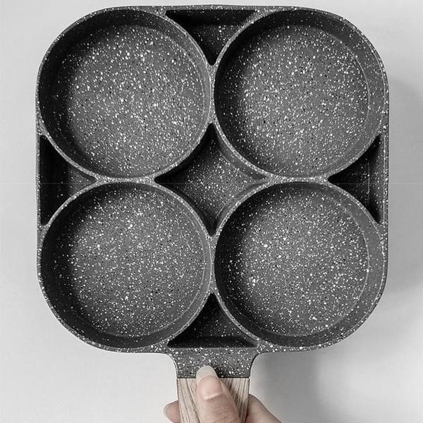 Omelett Pfanne 4 Mulden Antihaft | QuadraSizzle Aluminium Pfanne für Gas &amp; Induktion | Gleichmäßiges Garen