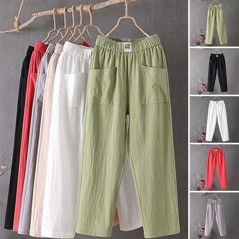 High Waist Damen Freizeithose mit Stretch-Bund &amp; Taschen | Bequeme, elastische Jogginghose für Alltag, Sport &amp; Yoga