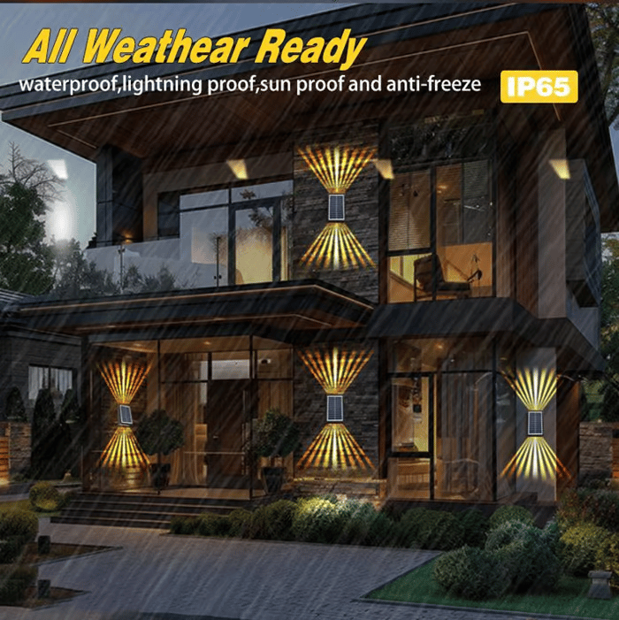 BrightRay – Outdoor wall lights with 4 LEDs, solar powered