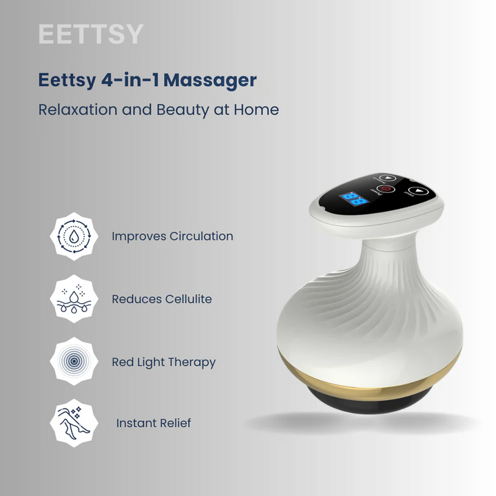 Vacuum massage device 4-in-1 with red light | Body massager for home | Stimulates circulation &amp; relaxes muscles | Anti-cellulite