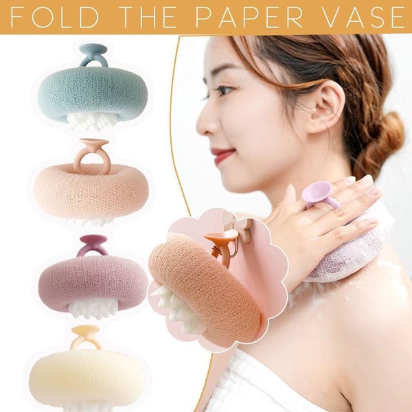 GlowVive Peelingbürste für Dusche – ultra-feine Fasern &amp; Massage-Noppen | Ringgriff + Saugnapf zum Trocknen | 1+1 Set