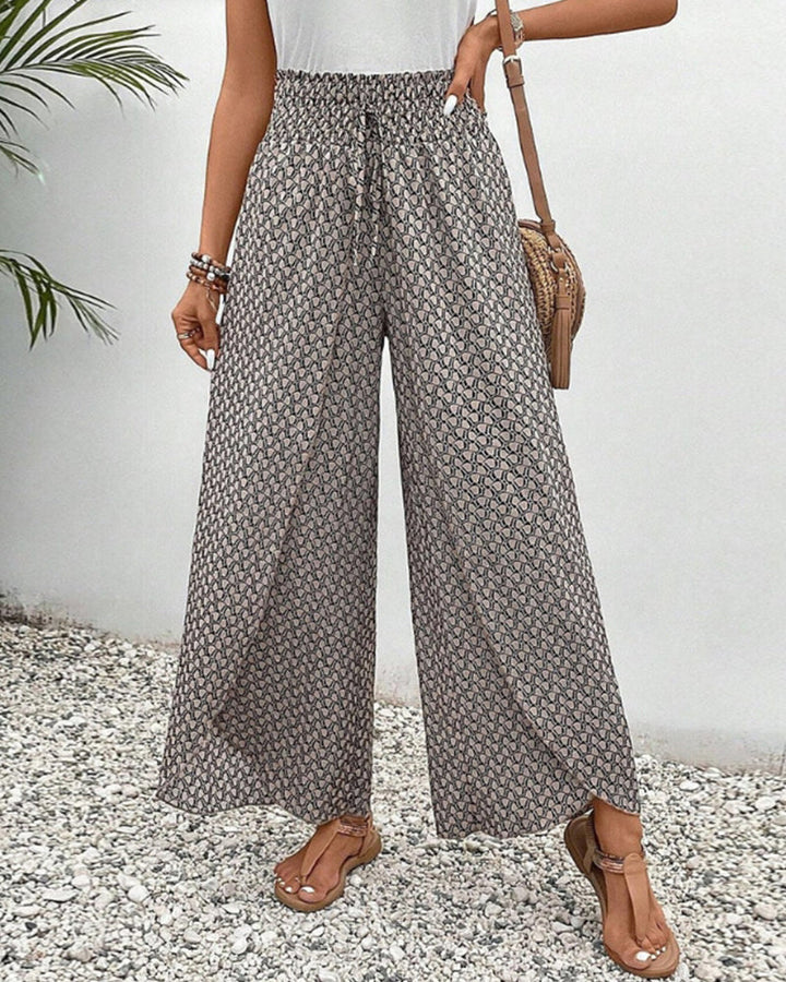 Damen Hose mit weitem Bein &amp; geometrischem Muster | Bequeme Passform | Für Alltag, Büro &amp; Abendlook