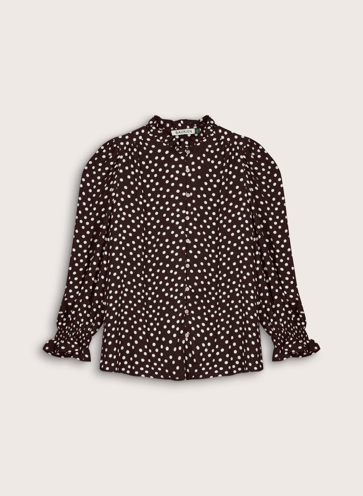 Damen Bluse | Puffärmel-Bluse mit Tupfenprint, femininen Details und lockerem Schnitt