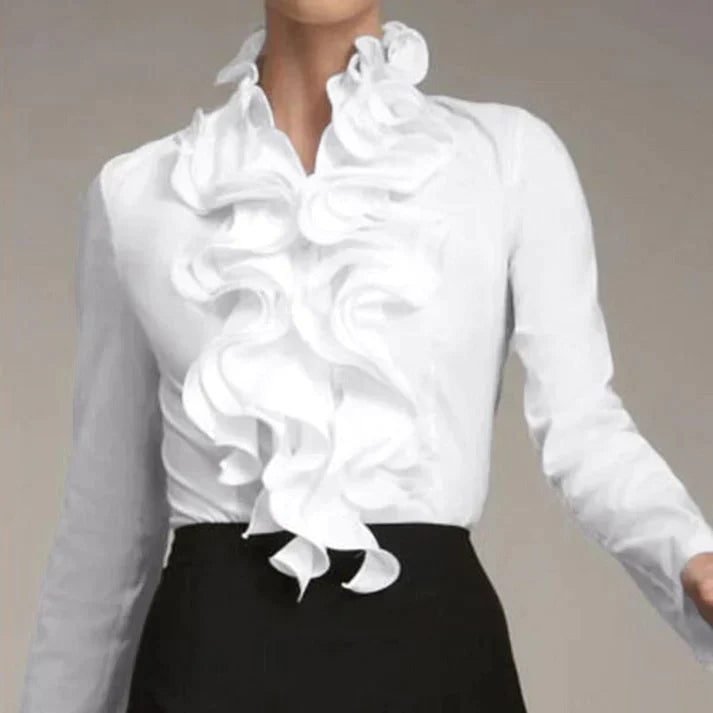 Camicia da donna con volant | Morbida e fluida | Elegante per l’ufficio, versatile da abbinare a jeans e gonna