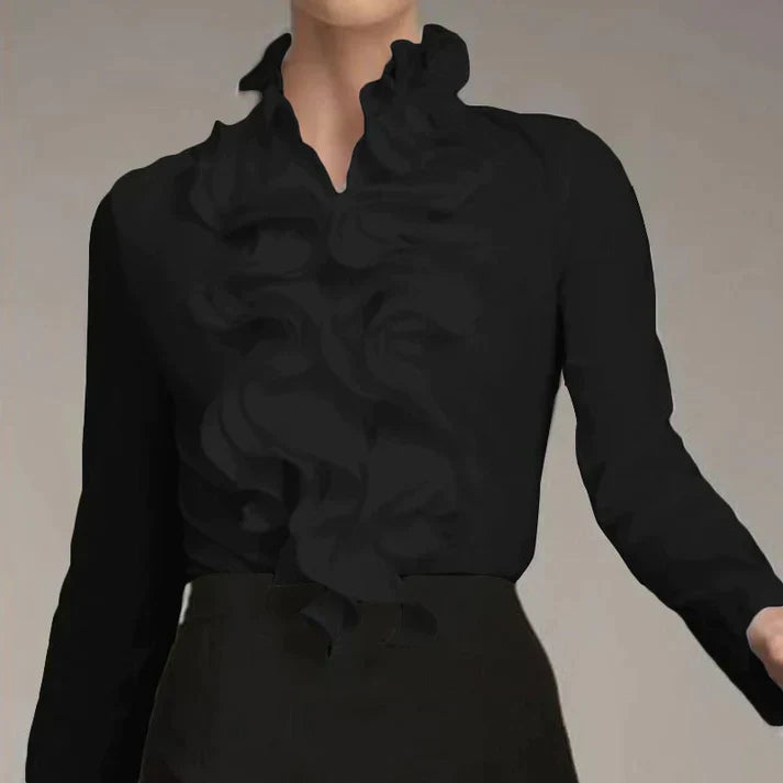 Camicia da donna con volant | Morbida e fluida | Elegante per l’ufficio, versatile da abbinare a jeans e gonna