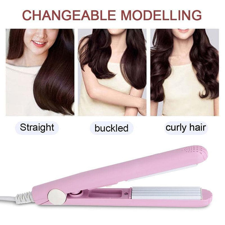 Mini-Lockenstab &amp; Glätteisen 2-in-1 aus Keramik | 190°C konstante Temperatur | Reisegröße 16,5 cm | Für Locken &amp; glattes Haar