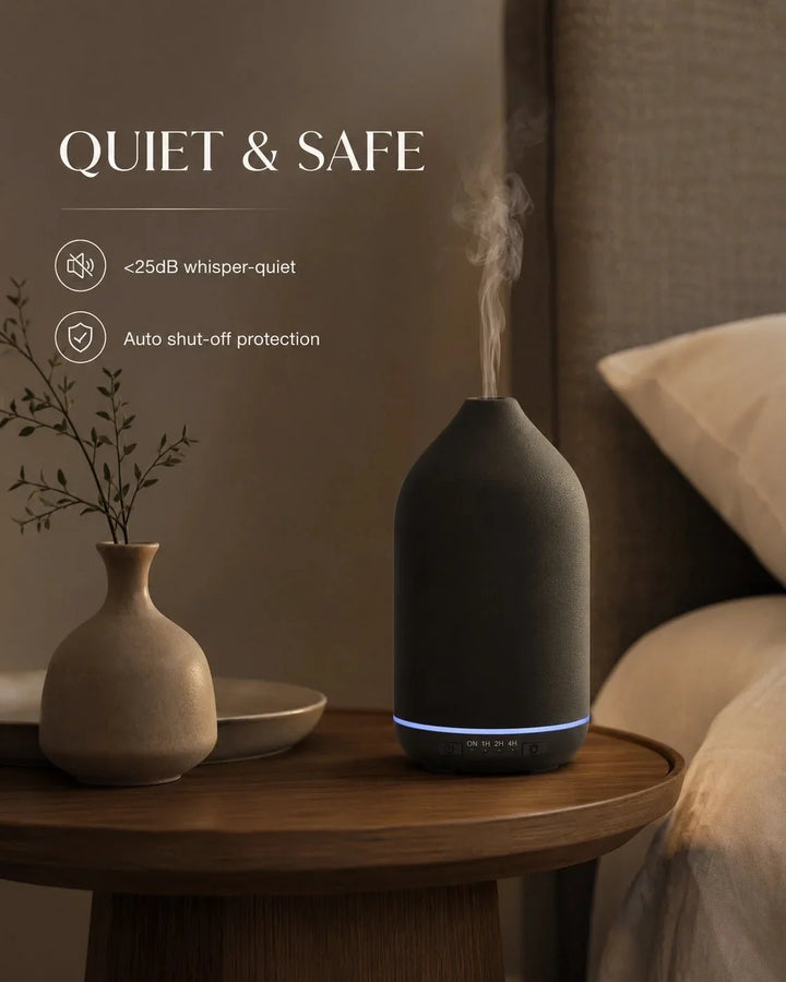 Keramik Aroma Diffuser | Ultraschall-Diffuser mit 200 ml Wassertaank und 7-farbigem Licht