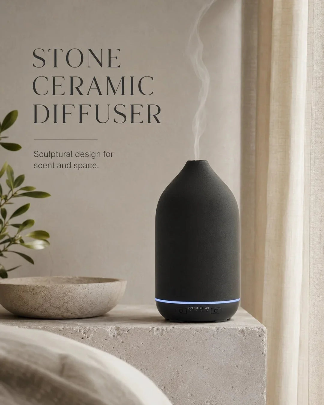 Keramik Aroma Diffuser | Ultraschall-Diffuser mit 200 ml Wassertaank und 7-farbigem Licht