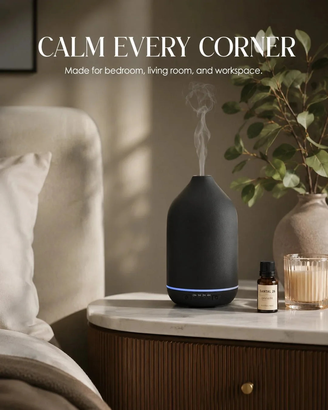 Keramik Aroma Diffuser | Ultraschall-Diffuser mit 200 ml Wassertaank und 7-farbigem Licht